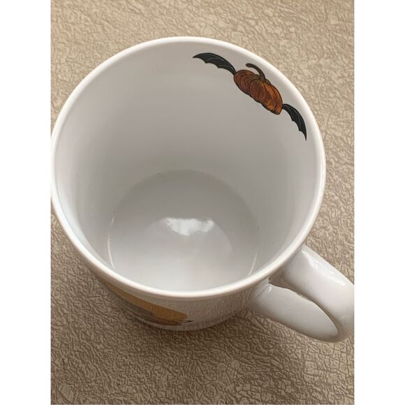 THACKERY BINX Coffee Mug- 208Park Black Cat Ceramic Cup RETRO Flying Pumpkin - Picture 4 of 6